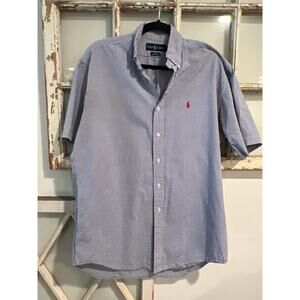 Ralph Lauren size medium blue & white short sleeve shirt